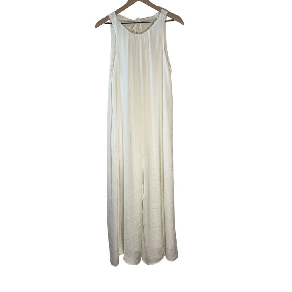 Lush White Cream Sleeveless Tank Pant Oversized Jumpsuit Romper Size M Bridal